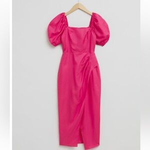 Other Stories Elegant Pink Puff Sleeve Dress